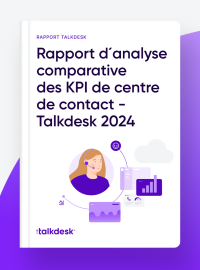 Couverture Rapport d'analyse comparative des KPI de 2024 de Talkdesk pour les centres de contact